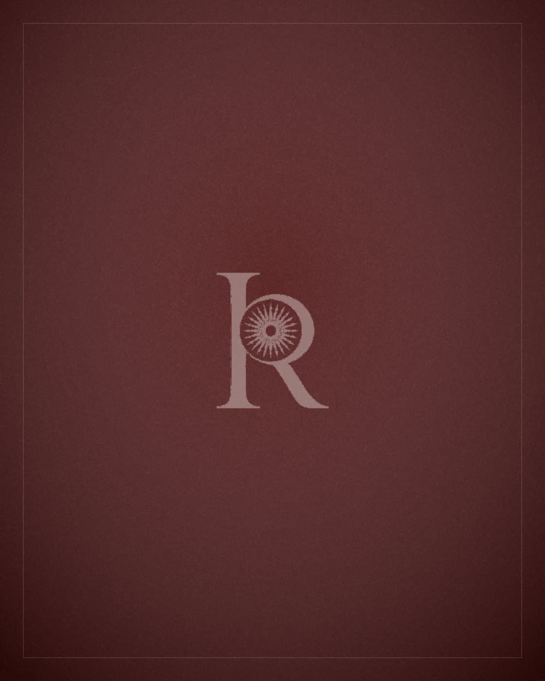 The IRIS Africa monogram on burgundy, a placeholder for The Asaba Bifold